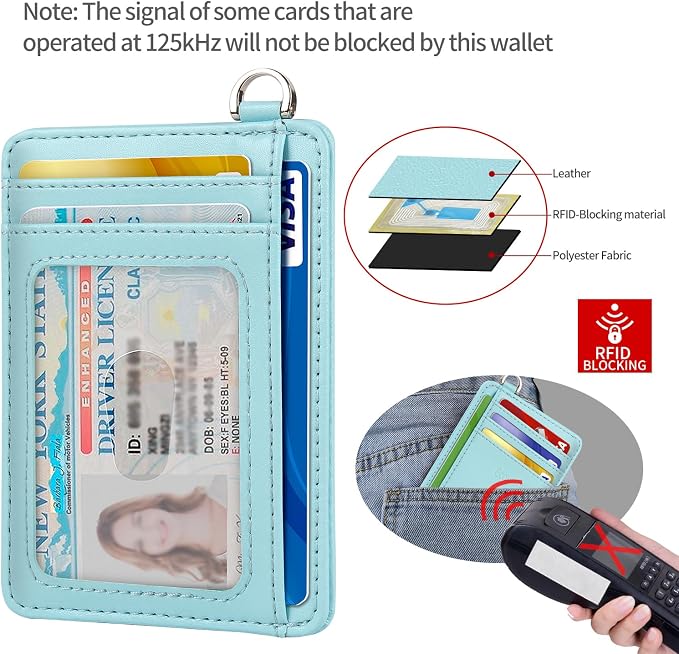 Slim Minimalist Front Pocket Wallet, RFID Blocking Credit Card Holder Wallet with Detachable D-Shackle for Men Women