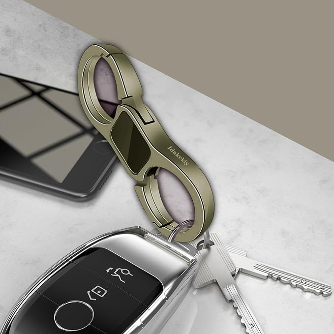Idakekiy Key Chain Quick Release Spring with 4 Key Rings Heavy Duty Car Keychain Organizer for Men and Women