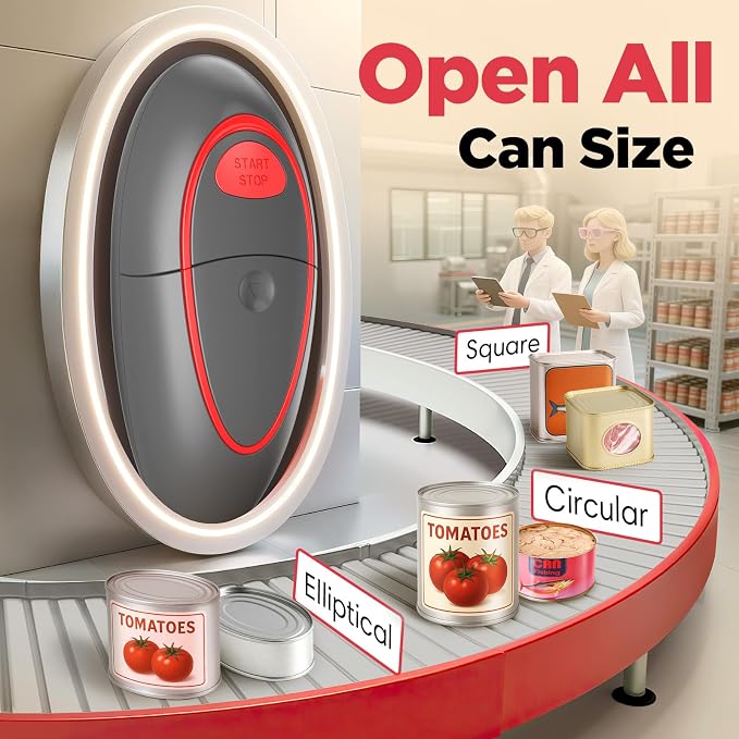 Electric Can Opener Fits Almost All Can Sizes for Seniors with Arthritis, Hand Held Battery Operated Can Opener with Smooth Edge, Food Safe Kitchen Gadgets Automatic Can Opener for Kitchen