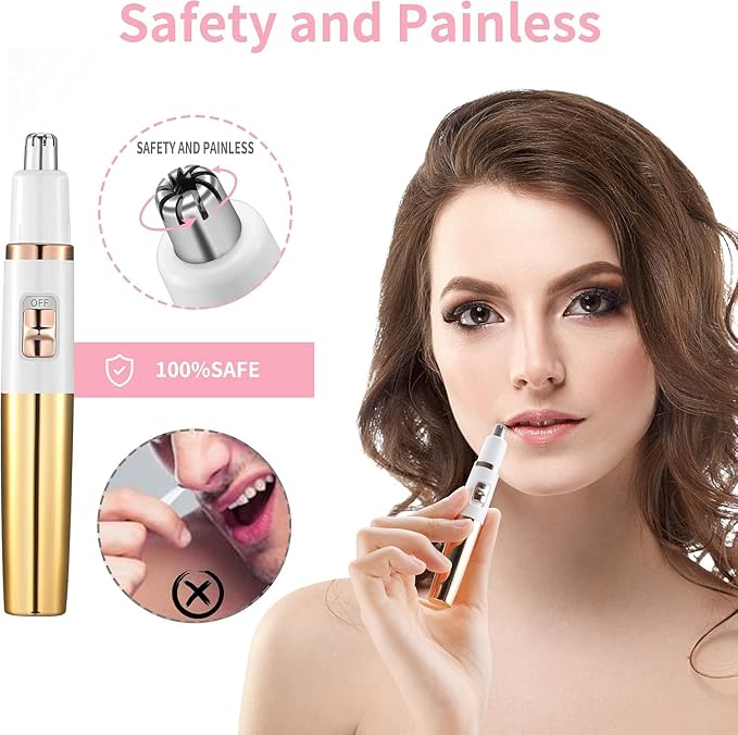 NUMIFUN Ear and Nose Hair Trimmer for Women Nose Hair Clipper Professional Painless Noses Trimmer Ladies Eyebrow and Facial Hair Trimmer, Waterproof Dual Edge Blades for Easy Cleansing