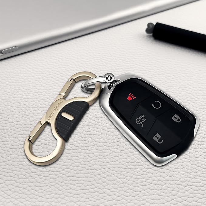Keychain Quick Release Double Carabiner Clip with D Ring Key Rings, Unisex Belt Loop Key Holder for Home Car Keys