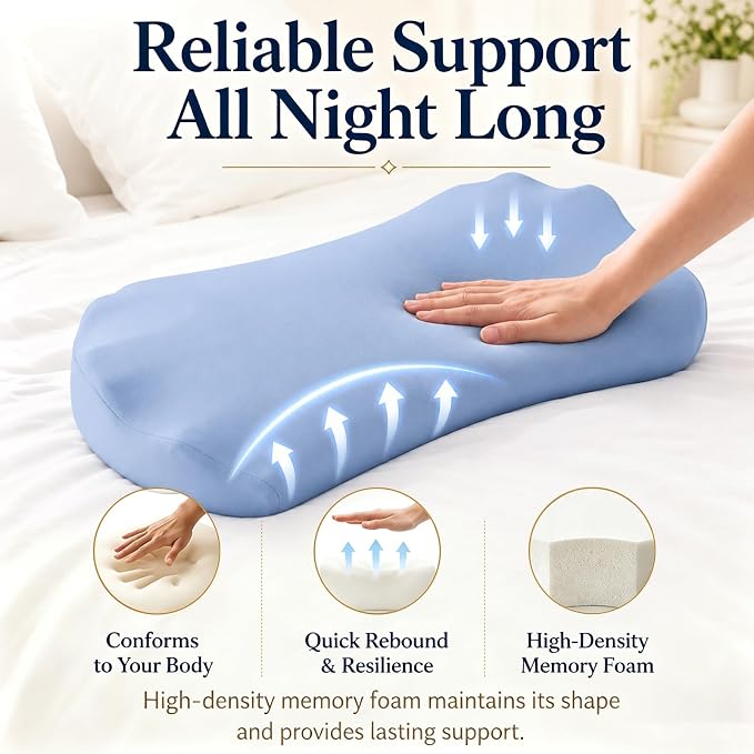 Fledano Lumbar Pillow for Sleeping, Lumbar Support Pillow for Bed for Back Pain Relief, Memory Foam Lower Back Pillow for Bed, Back Support Pillow for Side & Back Sleepers, Washable Cover