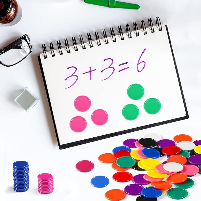 Coopay 5000 Pieces 1 Inch Bingo Chips Bulk, 10 Colors Bingo Markers for Math Practice, Plastic Learning Counters Disks Counting Discs and Poker Chips Game Tokens Kids Reward