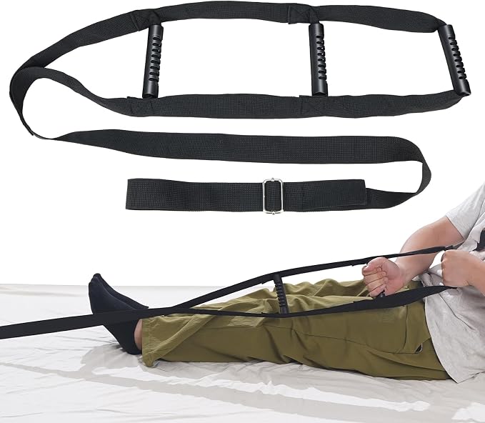 Munzong Bed Ladder Assist Black Pull Up - Sit Up Assist Device, Assistive Bedside Straps with Handle Strap, Portable Rope Beds Ladder Helper for Elderly Senior Injury Handicap Patient Pregnant