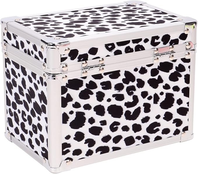 Vaultz Locking Medicine Box with Combination Lock - Secure Metal Lock Box Safe for Medication, Pills & Valuables, Small Lockbox with Code, Portable Storage Case, Leopard