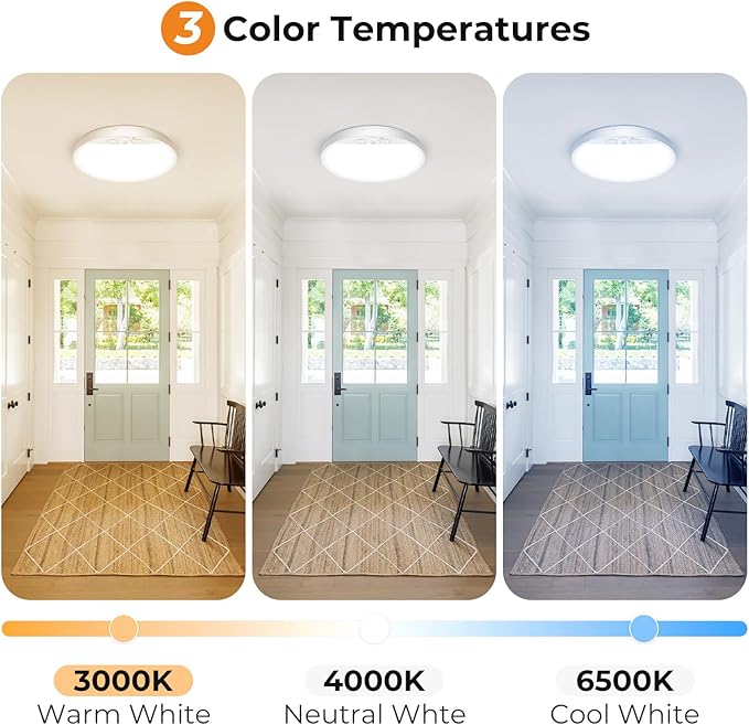 slochi Motion Sensor Light Indoor Wired, 8.7 Inch 3000K/4000K/6500K Closet Lights Motion Sensored, 18W 1800LM Flush Mount Ceiling Light for Hallway Pantry Stairwell Porch, White