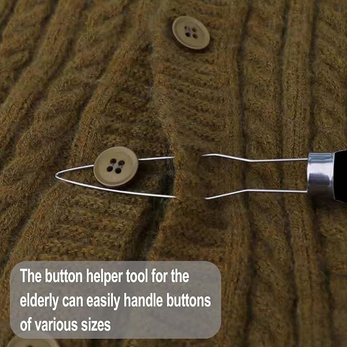 Easy One-Handed Button Hook for Seniors-3PCS | Button Hook-Comfort Grip Button Assist Tool - Dressing Aid for Shirts, Pants, Dresses, Coats and Arthritis Hands
