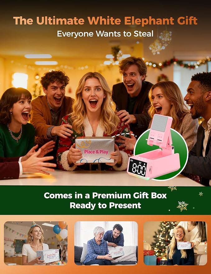 Bluetooth Speaker Birthday Gift for Women:Induction Cell Phone Stand HD Sound Valentines Gifts For Her Adult Teen,Anti-Slip Phone Holder Kitchen Gadget Women Mom Wife Girlfriend Galentines(Pink)