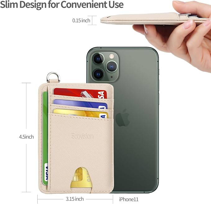 Slim Minimalist Front Pocket Wallet, RFID Blocking Credit Card Holder Wallet with Detachable D-Shackle for Men Women