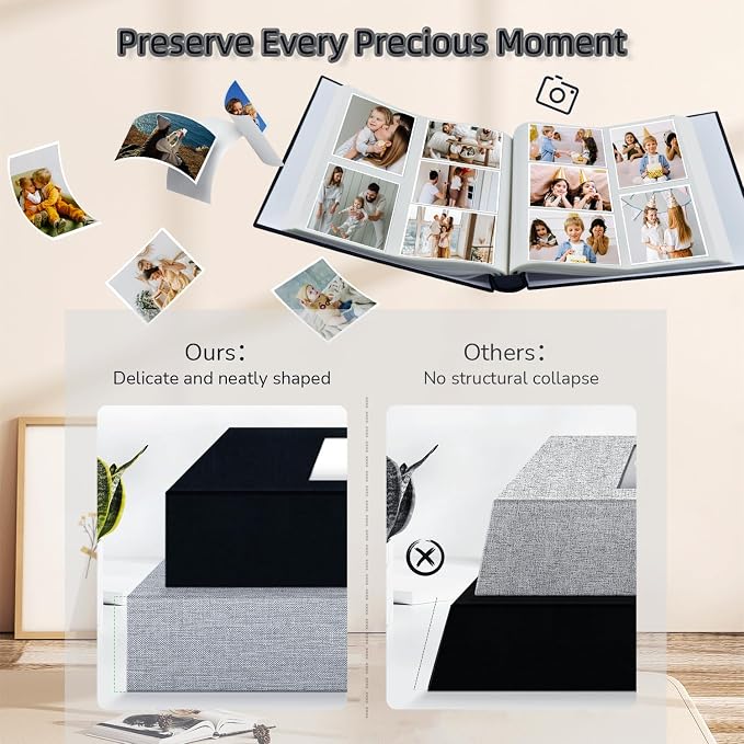 popotop Photo Album 4x6-600 Photos Photo Books with 600 Horizontal and Vertical Pockets,Linen Cover Albums for Family Wedding Anniversary Baby Vacation Pictures