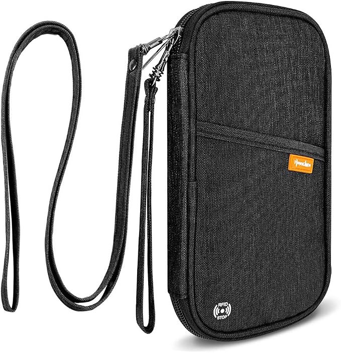 RFID Family Passport Wallet Holder Waterproof, Travel Document Organizer Credit Card Clutch Bag for Men Women