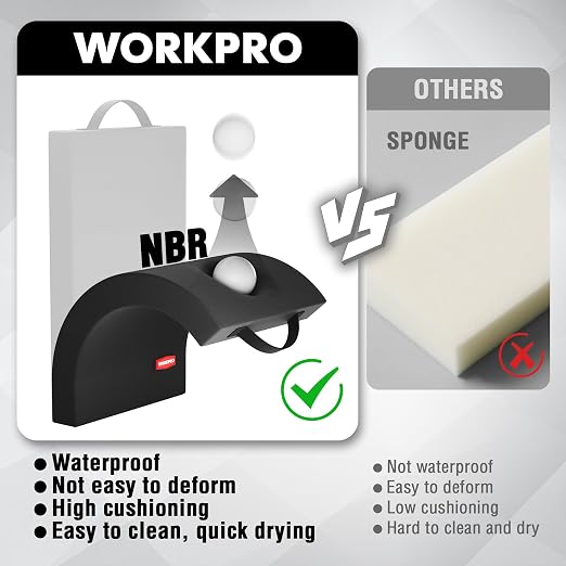 WORKPRO 17" Kneeling Pad with Removable Cover, Black | Soft NBR Foam Cushioning, Large Size, For Gardening, Daily Chores, Workout Supplies