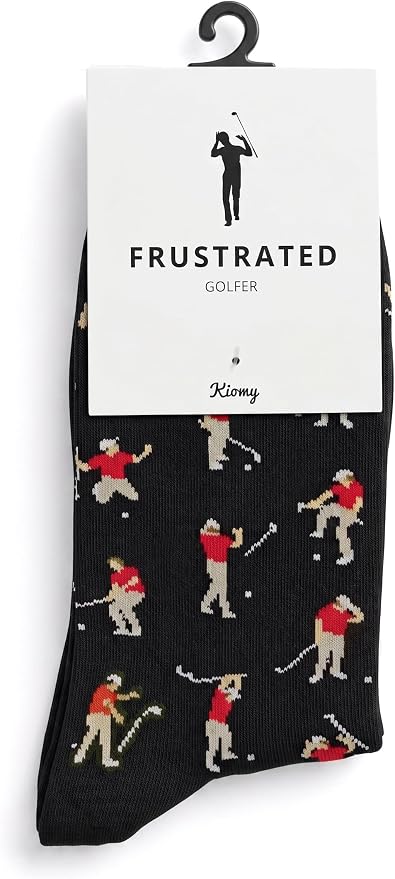 KIOMY Sock with Frustrated Golfer Design, Funny Golf Socks for Men, 1 Pair per Pack - Size 8-13