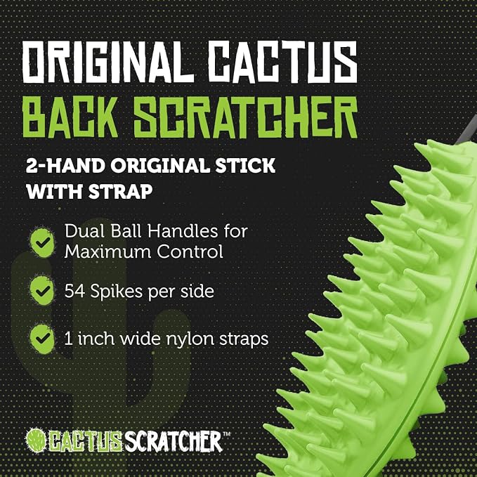Original Back Scratcher - 2-Sided Back Scratching Tool for Hard-to-Reach Area, Durable 45" Strap with Ball Handles for Towel Like Operation, Universal Gifts for Men and Women, Green