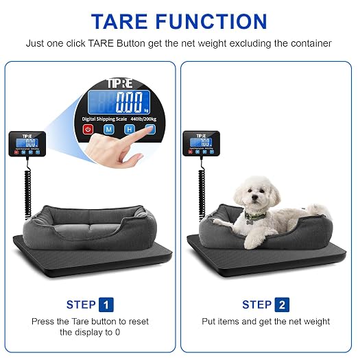 TIPRE Shipping Scale 440lbs for Packages,Lightweight Carbon Fibre Heavy Duty Digital Postal Scale,0.5 oz High Accuracy Commercial Scale with Charging Cable & Batteries for Small Business,Warehouse