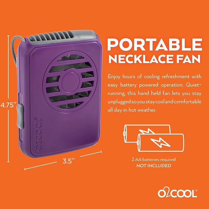 O2COOL Deluxe Hands-Free Wearable Necklace Fan Random Colors 2-Pack | Yes