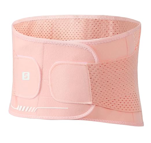 Lightweight Back Brace for Lower Back Pain Women Men, Lumbar Support Waist Support Brace for Women Lower Back Pain Relief Products, Hip Belt Waist Belt Sciatic Nerve Brace for Women Men (Pink, Large)