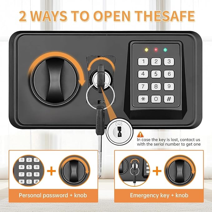 5.2 Cub Large Fireproof Safes for Home Use, Digital Security Safe Home Safes Fireproof Waterproof with Combination Lock and 3 Removable Shelves, Anti-Theft Fire Safe Box for Document Money Valuables