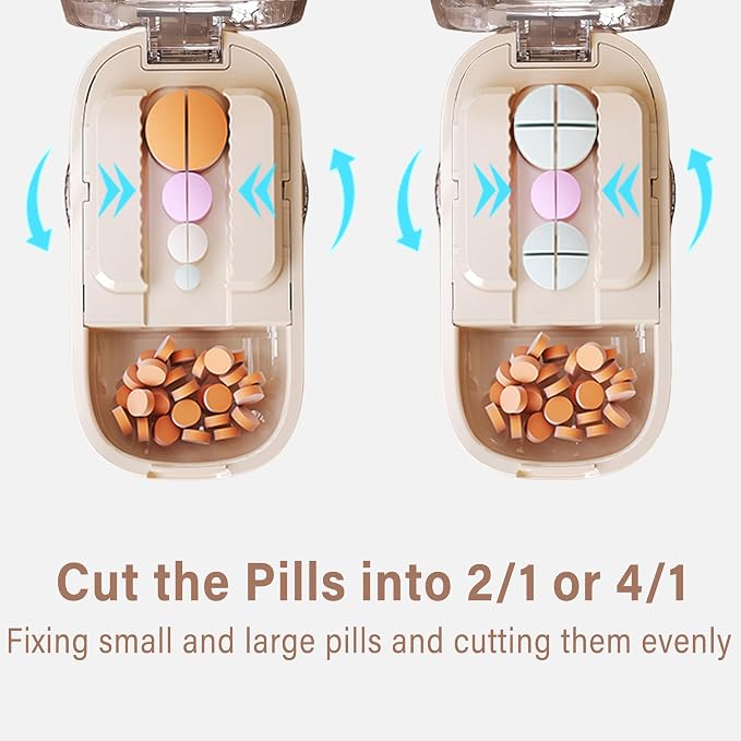 DUBSTAR Pill Cutter Splitter for Cutting Multiple Pills, Pill Cutter Splitter for Small and Tiny Pills (Clear Beige)