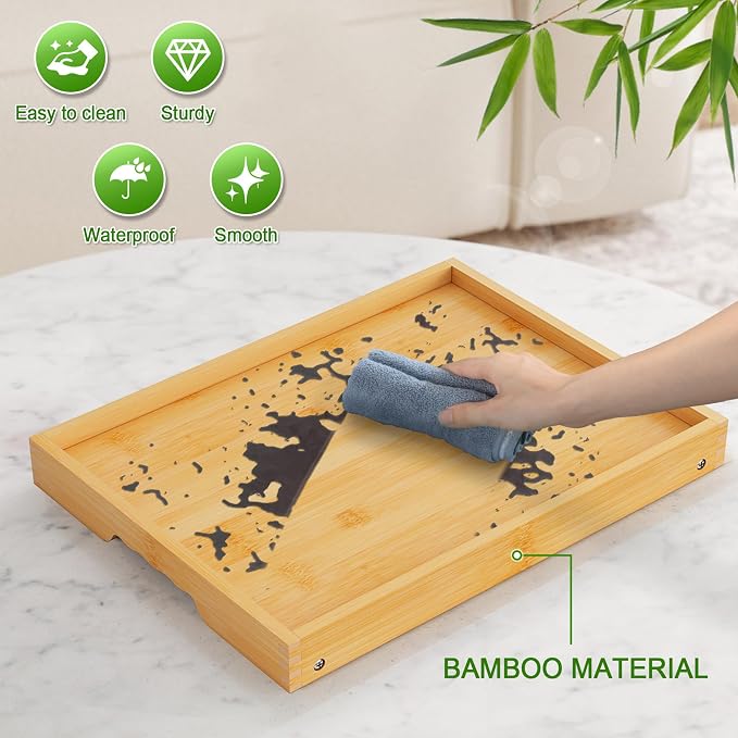 Youpehom Bamboo Bed Tray Table with Folding Legs, Medium, Bamboo | Bamboo bed tray with folding legs, handles and raised edges for meals, laptops, reading and serving in bed or on a sofa.