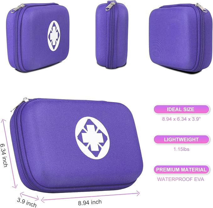 Small-Waterproof Car First-Aid Kit Emergency-Kit - Purple 277Piece Camping Equipment for Camping Hiking Home Travel YIDERBO | Camping Equipment for Camping Hiking Home Travel