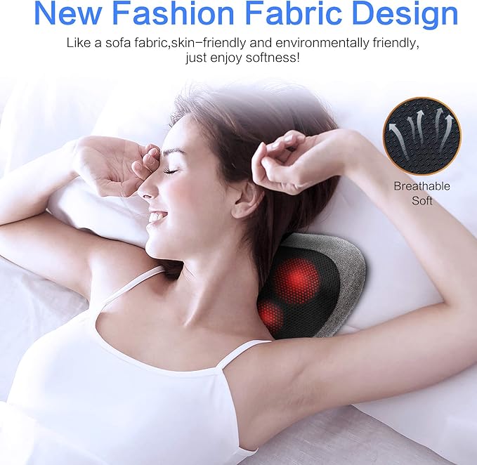 Papillon Shiatsu Back and Neck Massager with Heat, Deep Tissue Kneading,Electric Massage Pillow for Back,Shoulders,Legs,Foot,Body Muscle Pain Relief,Use at Home,Car,Office