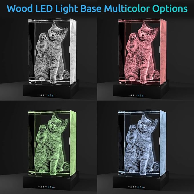 ArtPix 3D Crystal Photo, Personalized Gifts for Women, Wife, Mom, Her, Him, Men, Great Customized Gift With Your Own Photo - Anniversary, Wedding, Birthday - Custom Glass 3D Laser Etched Picture Frame