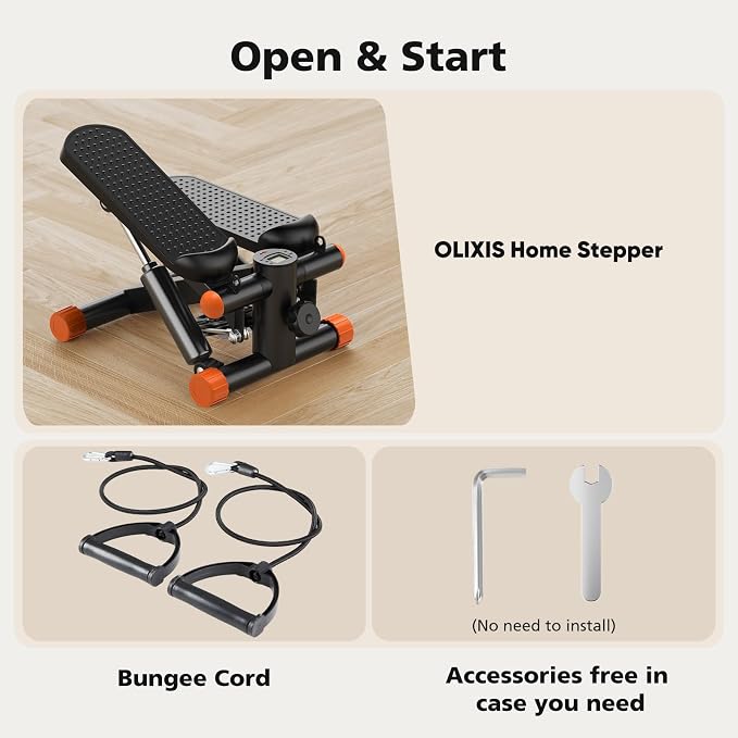 OLIXIS Steppers for Exercise At Home Workout Equipment, Mini Stepper Exercise Machine for Senior Citizens, Twist Stepper with Resistance Bands, Cardio Weight Loss Equipment Home Fitness