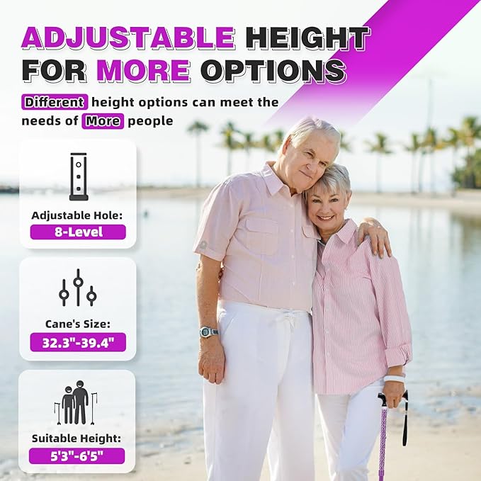 BigAlex Lightweight Collapsible Walking Cane with Soft Comfortable TPR Handle for Seniors and Elderly Adults, Larger Handle for Comfort, Adjustable Support Stick, Portable Travel Aid for Men & Women