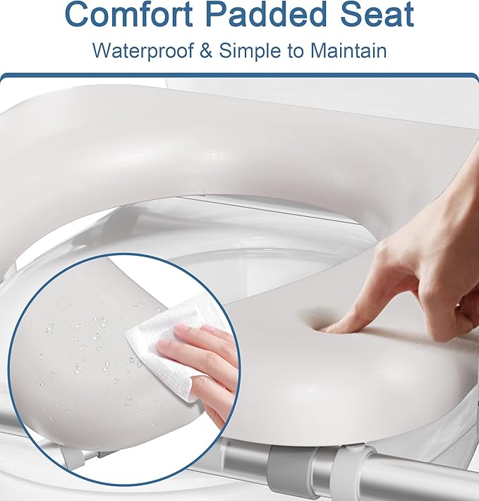 Soundfuse Toilet Seat Riser for Seniors, FSA HSA Eligible Raised Toilet Seat with Handles, Adjustable Height & Width, 400lb Handicap Elevated Toilet Seat, Fit Any Toilet