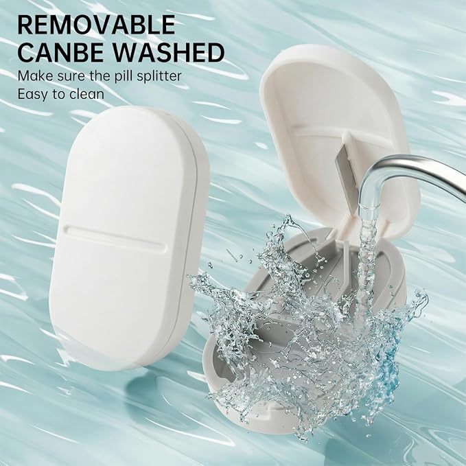 Pill Cutter Splitter for Small or Large Pills, Portable Pill Splitter with Hidden Professional Organizer and Brush, Tablet Cutter Medicine Slicer, Coupe Pilule for Tablets and Vitamins