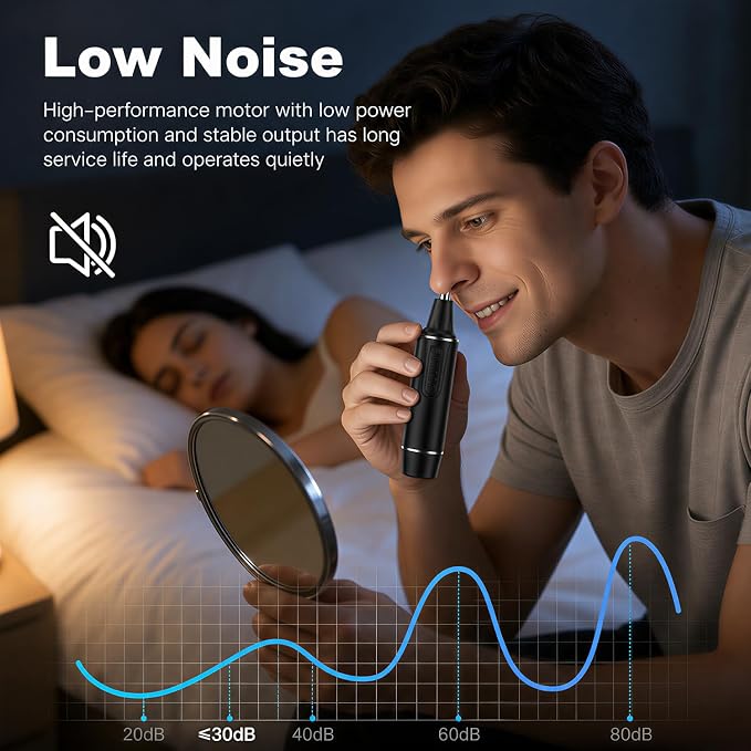Nose Hair Trimmer for Men,Rechargeable 3-in-1 Professional Painless Eyebrow & Facial Hair Trimmer for Men Women,Multifunctional Trimmer with IPX7 Waterproof,Powerful Motor and Dual-Edge Blades