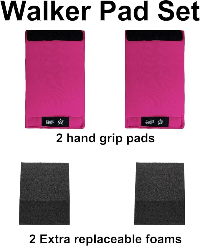 Universal Walker Hand Grip Padded Covers Non-Slip Cushion Foam for Folding Wheelchair Rollator Crutch Handle Pads 2-Pack Red