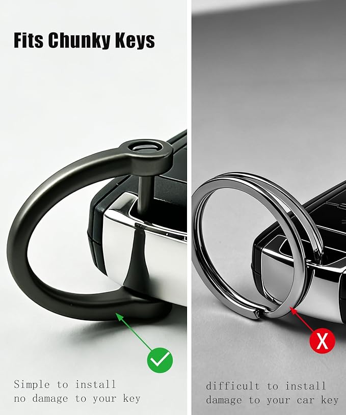Metal Key Chain Carabiner Clip with Key Ring and D Ring | Heavy duty build, full accessory packs, quick release, multi purpose hook, belt loop holder, separate home and car fob sets