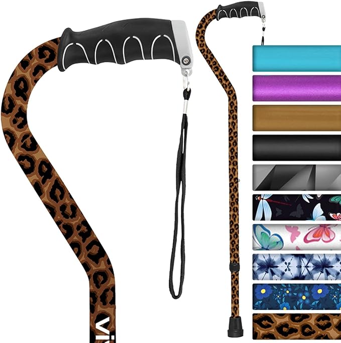 Vive Walking Cane for Women, Men, Elderly - Patented Offset Grip - Lightweight Adjustable Walking Aid with a Non-Slip Tip - Sturdy Balancing Mobility Aid for Seniors