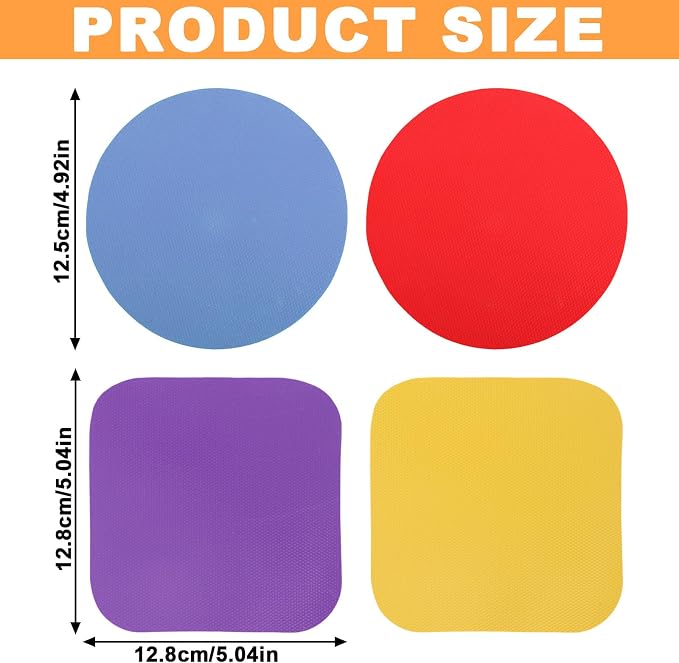 LUTER 4pcs Jar Opener Gripper Pads, Bottle Lid Cap Gripper Pads | Round & Square Rubber Jar Opener Mats for Seniors with Weak Hands Multi-Function Non-Slip Kitchen Coasters Gadgets (4 Colors)