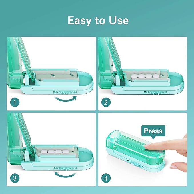 DEPAD Pill Cutter Splitter for Small and Tiny Pills, Pill Splitter for Cutting Multiple Pills with Adjustable Bars & Hidden Blade, Safely Cuts Small or Large Tablets for Seniors & Pets