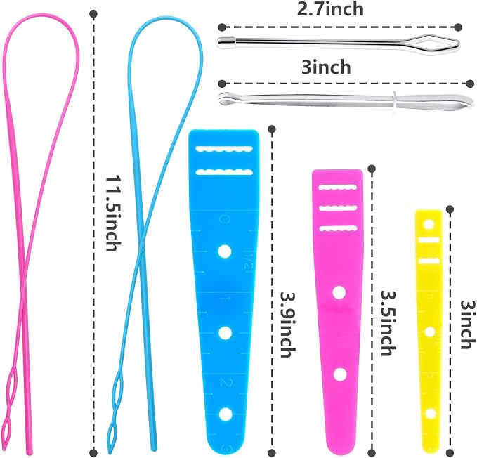 10 Pieces Bodkin Threader Drawstring Threader Set | 2 Flexible Plastic Drawstring Threader, 2 Stainless Steel Sewing Loop Turner Hook, 2 Metal Tweezers, 3 Flat Plastic Threader