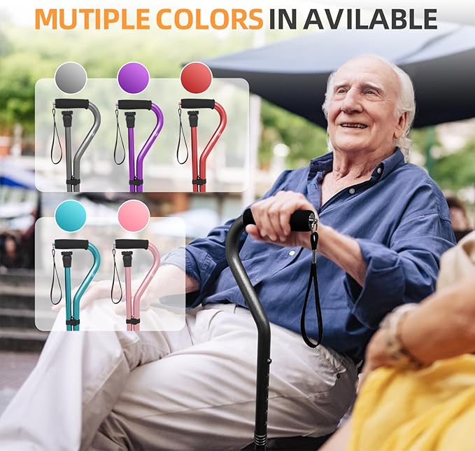 BeneCane Walking Cane for Men & Women Adjustable Cane with Offset Soft Cushioned Handle -Portable Lightweight Sturdy Mobility Walker Aid for Elderly, Seniors Collapsible Cane