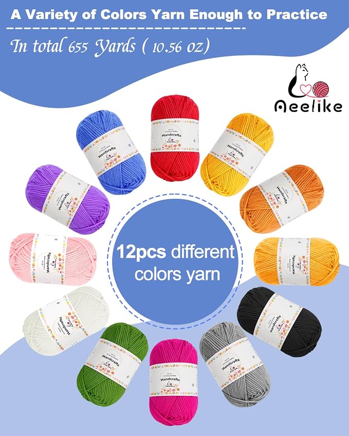 Aeelike Crochet Kit for Beginners Adults Kid, Complete Crochet Kits, Pink | Crochet Kit for Beginners Young and Old, All-inclusive Kit with Crochet Hooks 655 Yards Yarn Instruction Knit Bag, Ideal Gift