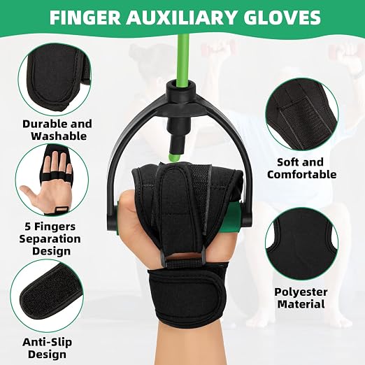 Stroke Hand Rehabilitation Glove, Finger Splint for Anti-Spasticity Training to Aid Hemiplegia and Grip Weakness in Elderly Patients (Black)