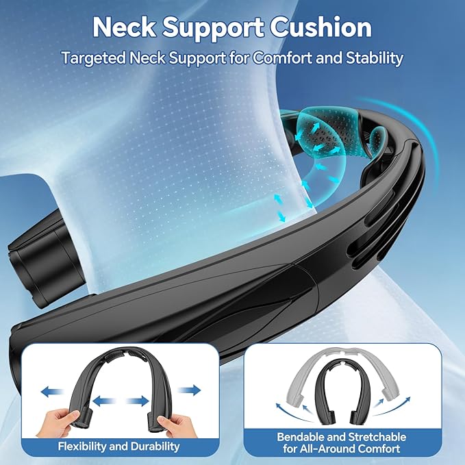 Portable Neck Fan, 6000mAh Rechargeable Personal Fan, 6 Speeds Hands Free Wearable Fan with 360° Surround Airflow, Ideal for Travel, Office, Sports, Home - Gifts for Men Women Dad Mom