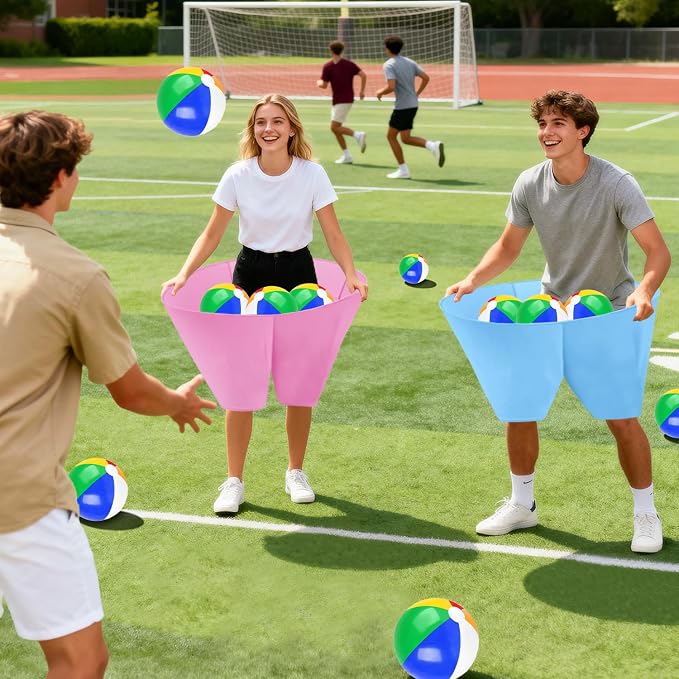 Granny Pants Outdoor Game, 2PCS Granny Pants Game with 8 Bouncy Balls and 1 Air Pump (Random Colors) Granny Pants Yard Game Baby Shower Funny Party Game for Adults & Family, Giant Pants Catch