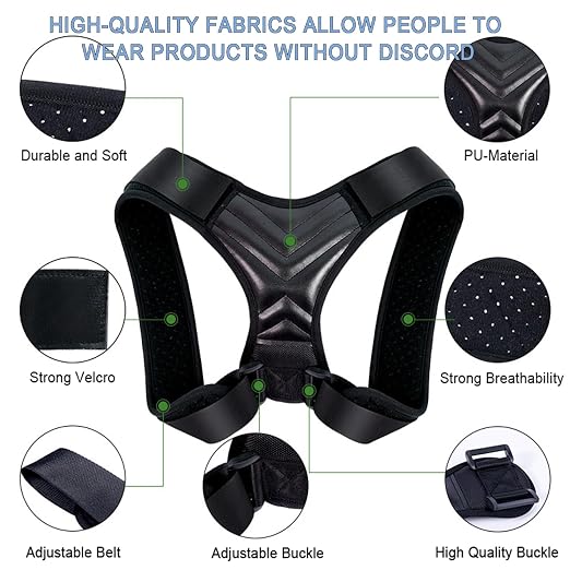 Posture Corrector, Back Brace for Women and Men, Adjustable Back Support, Shoulder Straightener for Improving Hunchback, Providing Pain Relief from Neck, Shoulder, and Upper Back - Black