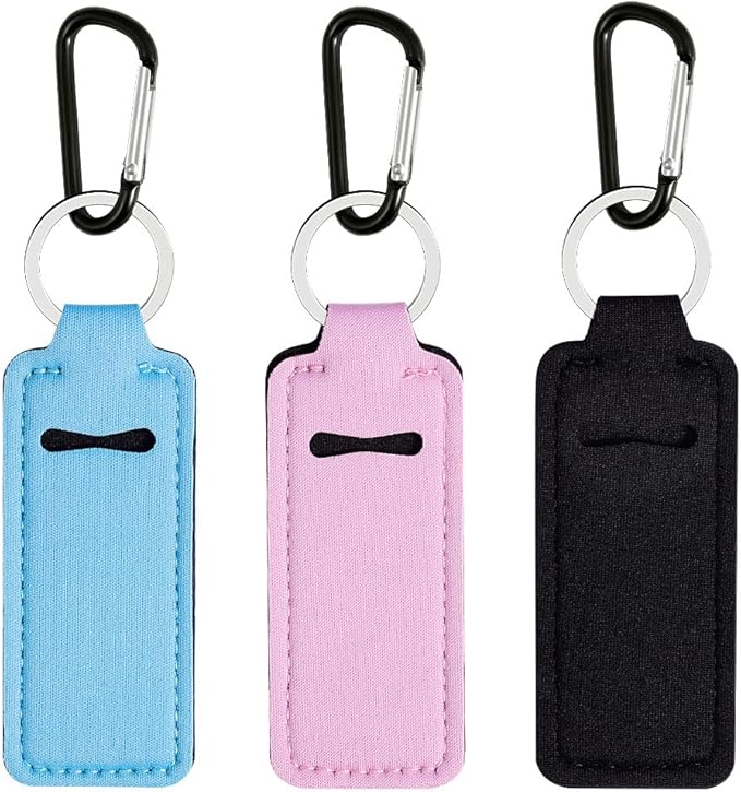 Pengxiaomei 3 Pcs Chapsticks Holder Keychain for Lipstick, Stocking Stuffers for Teen Girls Women Small Christmas Gifts