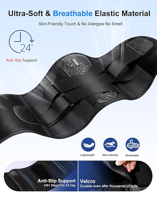 Dual X-Back Brace for Lower Back Pain Relief with Bionic Support System, 8X Powerful Lumbar Support Belt for Men Women, Back Support Belt with 3D Pad, Breathable Back Support Brace with Adjustable Strap for Sciatica,Black,Medium(Waist:32.3-36.6 Inch)