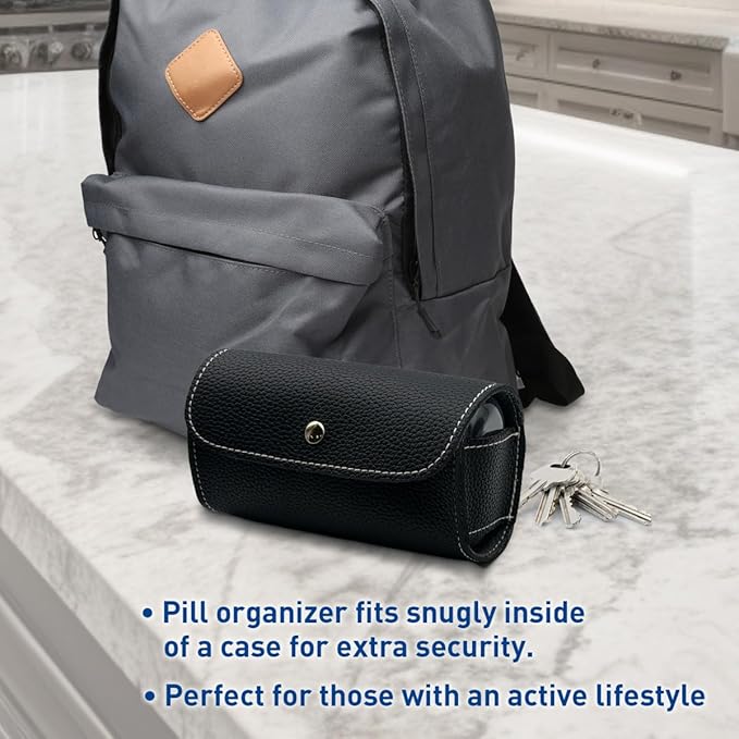 EZY DOSE Weekly (7-Day) AM/PM Pill Case, Medicine Planner, Vitamin Organizer, Pop-Out Compartments, 2 Times a Day, Black Lids, Includes Black Case, BPA Free