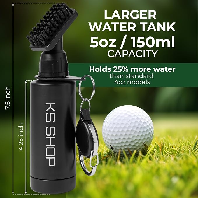 Golf Club Brush Cleaner - Water Bottle 7.5 Inches Holds 4 Ounces of Water - 45cm Retractable Clip - Club Cleaner - Essentials Golf Accessories for Men and Women