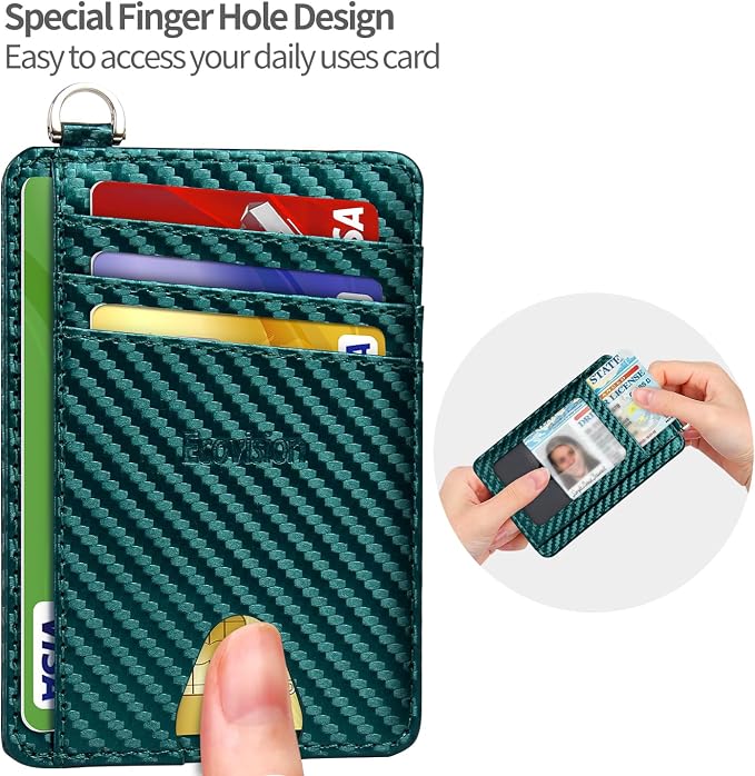 Slim Minimalist Front Pocket Wallet, RFID Blocking Credit Card Holder Wallet with Detachable D-Shackle for Men Women