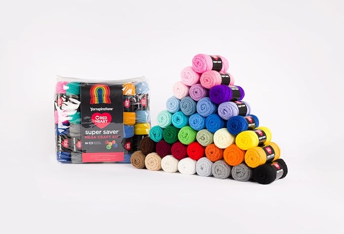 Red Heart Super Saver Mega Yarn Craft Kit for Crochet and Knitting and Amigurumi Projects, Acrylic